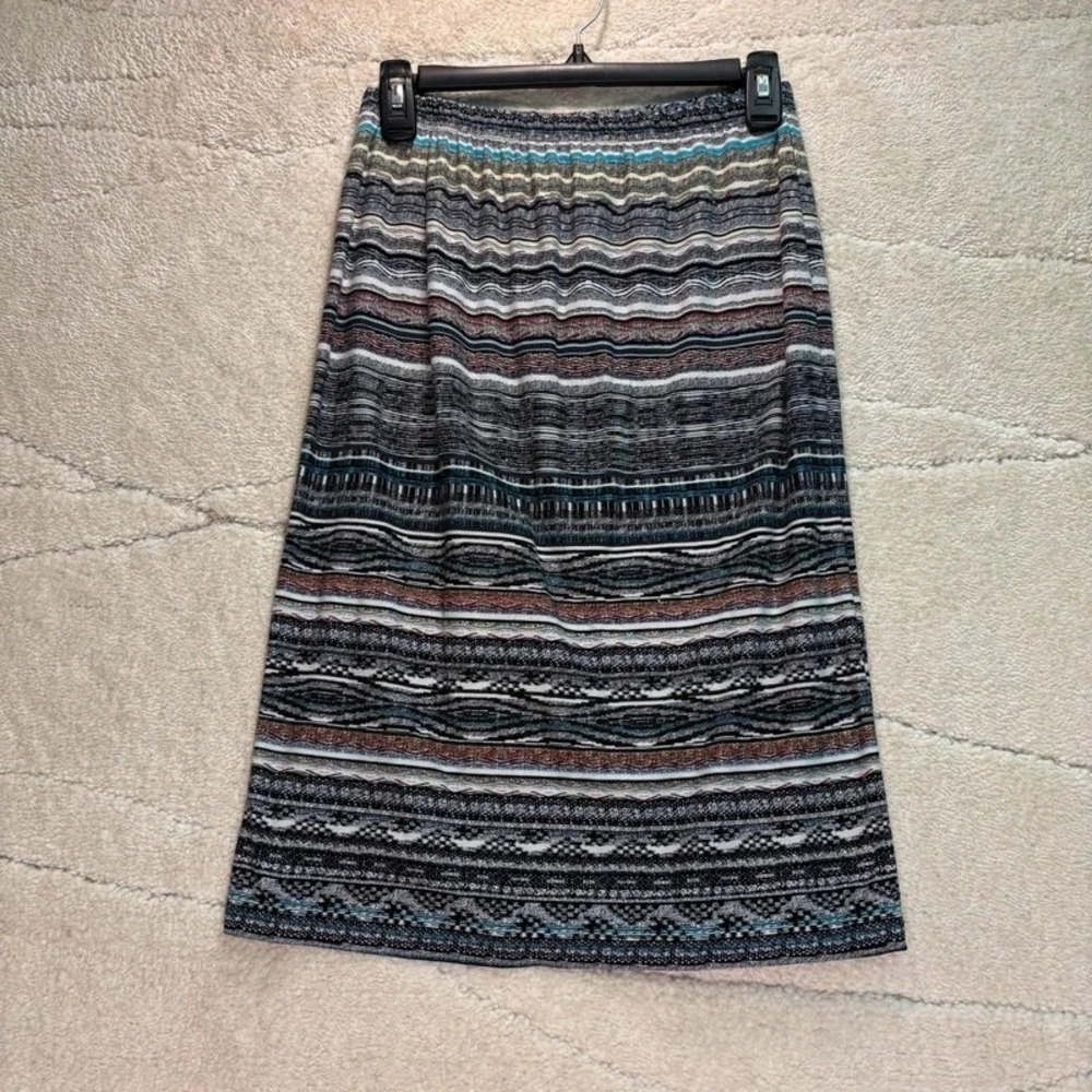 Maurices Womens Small Multi Color Tribal Geometric Midi Skirt Elastic Waist*